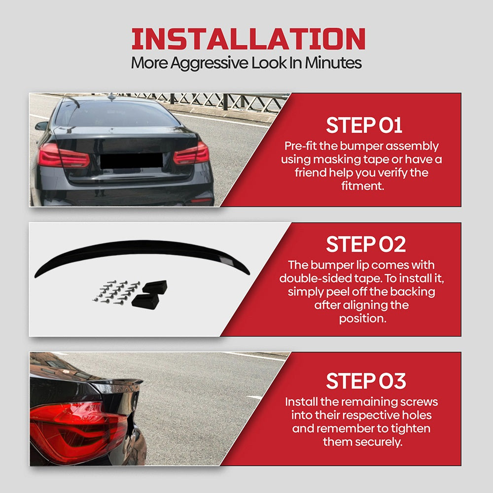 OEM Style Trunk Spoiler - 2012-2019 BMW 3 Series F30 & M3 F80 Sedan Position 5
